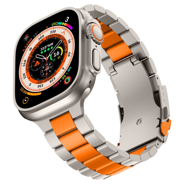For Apple Watch Series 7 41mm Three Beads Titanium Alloy Metal Watch Band(Titanium Orange)