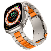 For Apple Watch Series 7 41mm Three Beads Titanium Alloy Metal Watch Band(Titanium Orange)