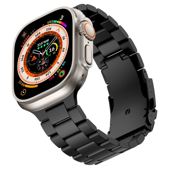 For Apple Watch Series 6 44mm Three Beads Titanium Alloy Metal Watch Band(Black)
