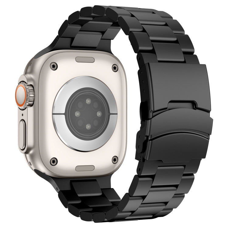 For Apple Watch Series 5 44mm Three Beads Titanium Alloy Metal Watch Band(Black)