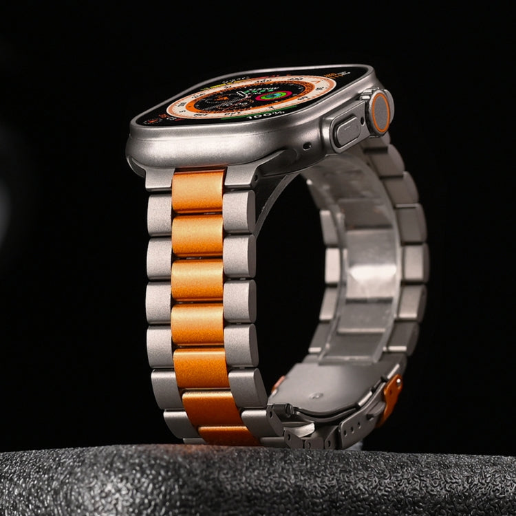 For Apple Watch SE 2022 40mm Three Beads Titanium Alloy Metal Watch Band(Black)