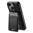 For iPhone 14 Plus Suteni TXWH18 Carbon Fiber Texture Detachable Wallet MagSafe Phone Case(Black) - free shipping - PMC Jewellery - Order now!