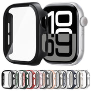 For Apple Watch Series 10 42mm Tempered Glass Film Integrated PC Watch Case(Red)