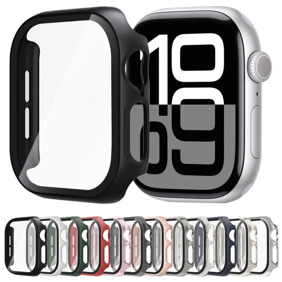 For Apple Watch Series 10 42mm Tempered Glass Film Integrated PC Watch Case(Red)