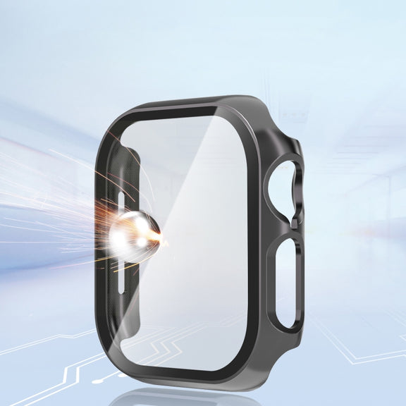 For Apple Watch Series 10 46mm Tempered Glass Film Integrated PC Watch Case(Black)