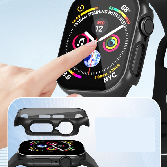 For Apple Watch Series 10 42mm Tempered Glass Film Integrated PC Watch Case(Red)