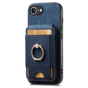 For iPhone 16e Retro Splitable Magnetic Stand Card Bag Leather Phone Case(Blue)