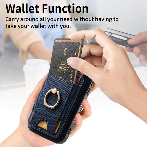 For iPhone 16e Retro Splitable Magnetic Stand Card Bag Leather Phone Case(Blue)