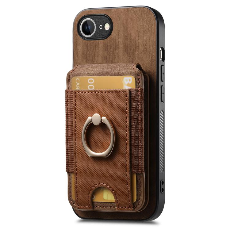 For iPhone 16e Retro Splitable Magnetic Stand Card Bag Leather Phone Case(Brown)