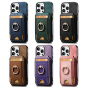 For iPhone 16 Pro Max Retro Splitable Magnetic Stand Card Bag Leather Phone Case(Pink)