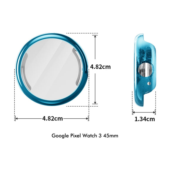 For Google Pixel Watch 3 45mm ENKAY Hat-Prince Full Coverage Electroplated Soft TPU Case with Screen Protection(Transparent)