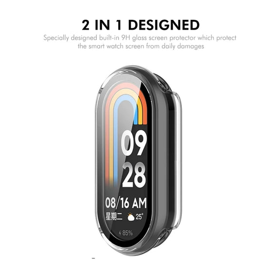 For Xiaomi Smart Band 9 / 9 NFC ENKAY Hat-Prince PC Frame Watch Protective Case with Tempered Film(Black)