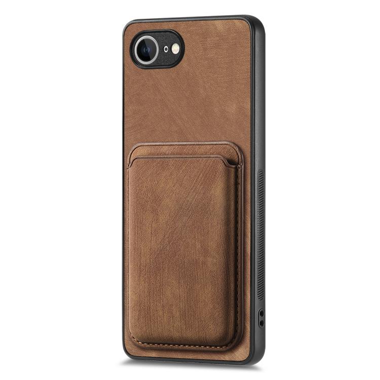 For iPhone 16e Retro Leather Card Bag Magnetic Phone Case(Brown)