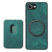 For iPhone 16e Retro Leather Card Bag Magnetic Phone Case(Green)