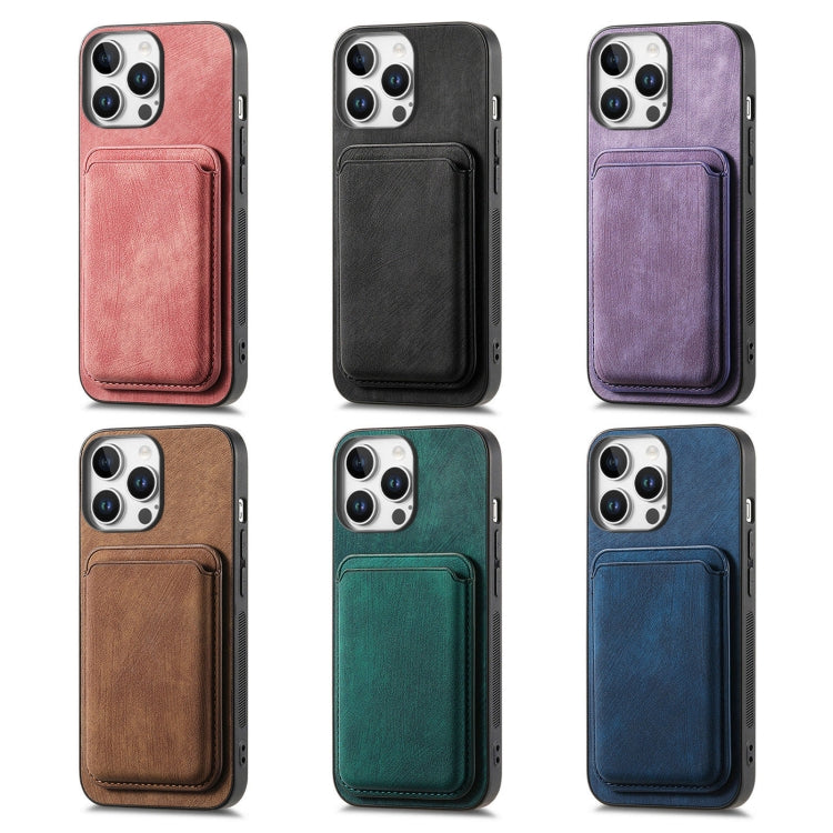 For iPhone 16e Retro Leather Card Bag Magnetic Phone Case(Green)