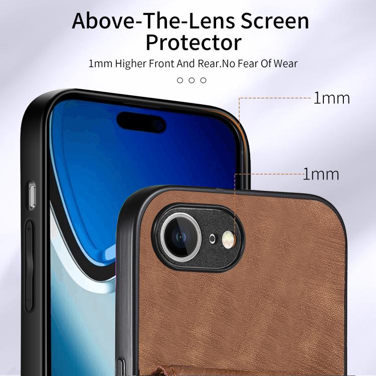 For iPhone 16e Retro Card Wallet Fold Leather Phone Case with Strap(Brown)