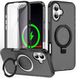 For iPhone 16 Frosted Skin Feel MagSafe Holder 360 Full Body Phone Case(Black) - iPhone 16 Cases by PMC TechLife | Online Shopping South Africa | PMC TechLife | Buy Now Pay Later Mobicred