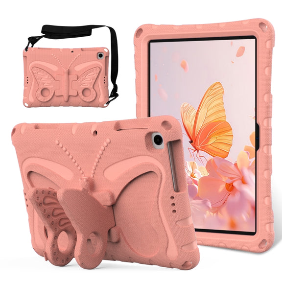 For Lenovo Tab M10 HD TB-328 10.1 Butterfly Bracket EVA Shockproof Tablet Case(Pink Orange)