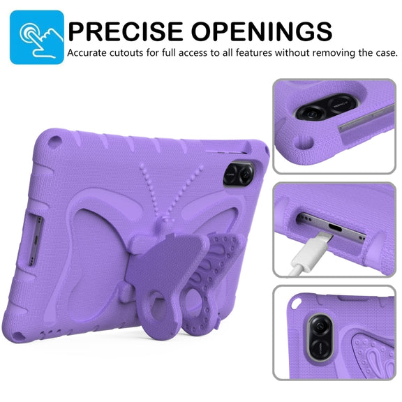 For Honor Pad X9 Butterfly Bracket EVA Shockproof Tablet Case(Light Purple)