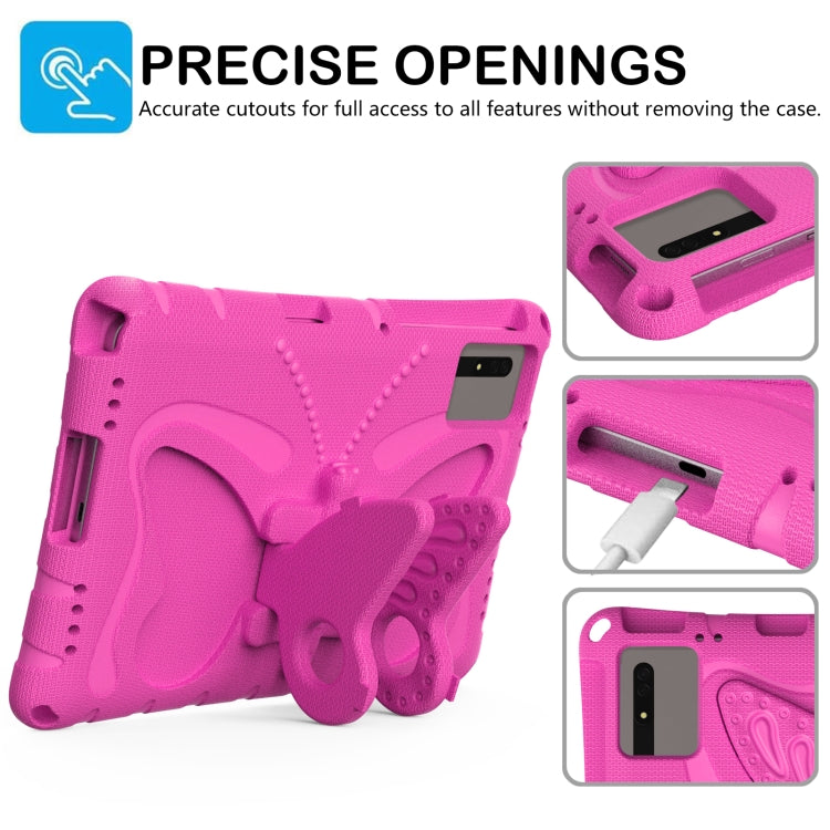 For Honor Tablet V7 11 2021 Butterfly Bracket EVA Shockproof Tablet Case(Rose Red)