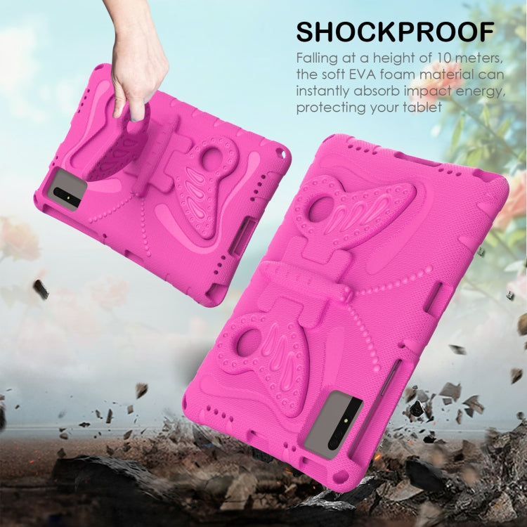 For Honor Tablet V7 11 2021 Butterfly Bracket EVA Shockproof Tablet Case(Rose Red)