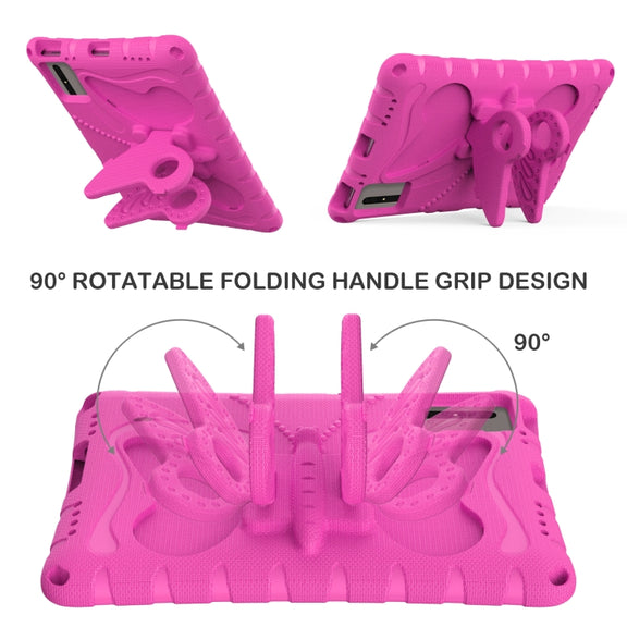 For Honor Tablet V7 11 2021 Butterfly Bracket EVA Shockproof Tablet Case(Rose Red)