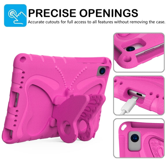 For Huawei MatePad SE 10.4 Butterfly Bracket EVA Shockproof Tablet Case(Rose Red)