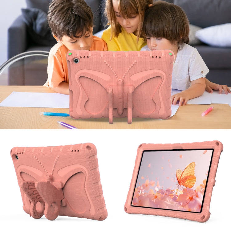 For Amazon Kindle Fire Max 11 2023 Butterfly Bracket EVA Shockproof Tablet Case(Pink Orange)