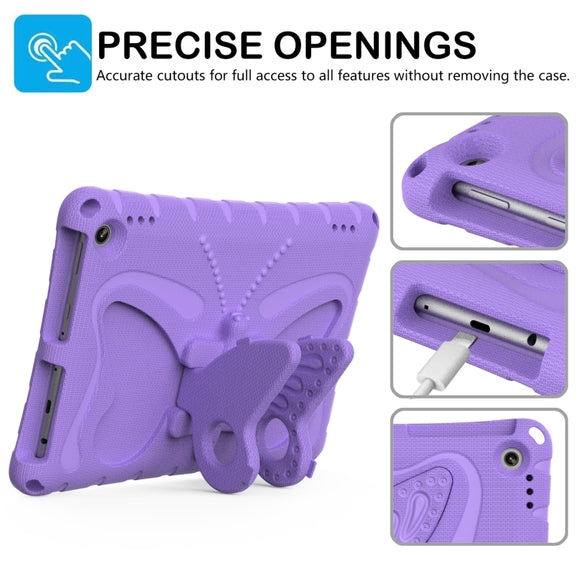 For Amazon Kindle Fire Max 11 2023 Butterfly Bracket EVA Shockproof Tablet Case(Light Purple)