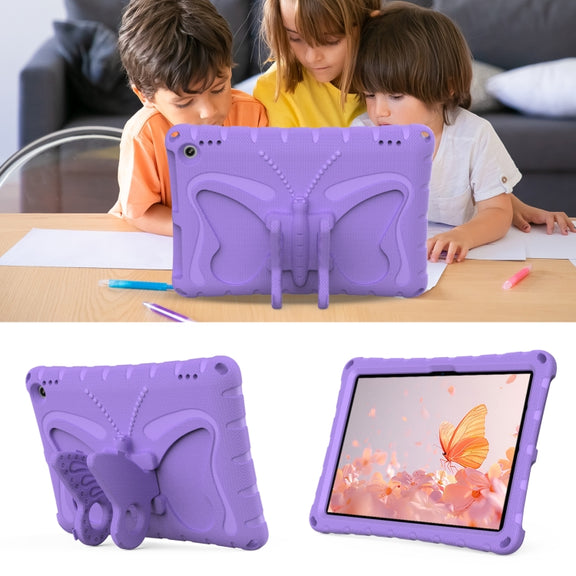 For Amazon Kindle Fire Max 11 2023 Butterfly Bracket EVA Shockproof Tablet Case(Light Purple)