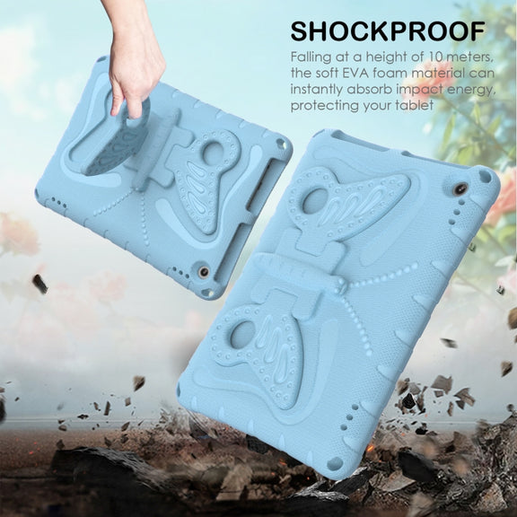 For Amazon Kindle Fire Max 11 2023 Butterfly Bracket EVA Shockproof Tablet Case(Light Blue)
