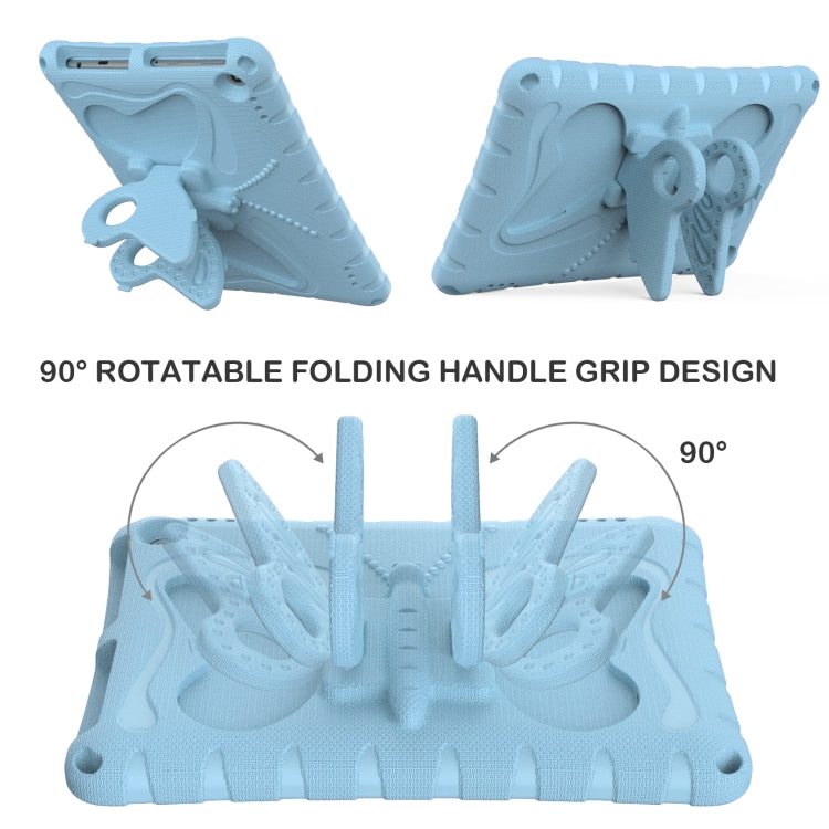 For Amazon Kindle Fire Max 11 2023 Butterfly Bracket EVA Shockproof Tablet Case(Light Blue)