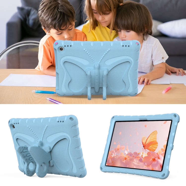 For Amazon Kindle Fire Max 11 2023 Butterfly Bracket EVA Shockproof Tablet Case(Light Blue)