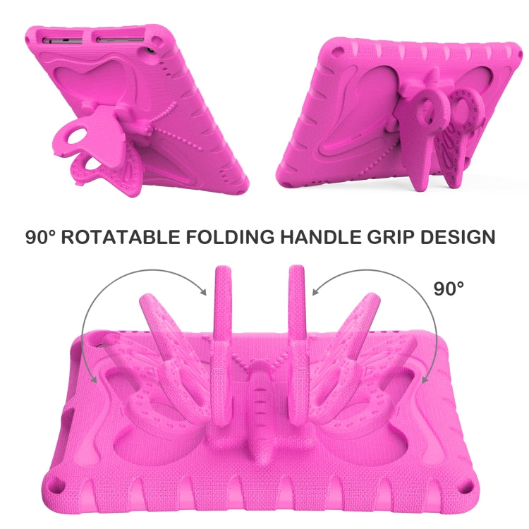 For Amazon Kindle Fire Max 11 2023 Butterfly Bracket EVA Shockproof Tablet Case(Rose Red)