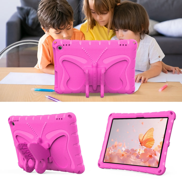 For Amazon Kindle Fire Max 11 2023 Butterfly Bracket EVA Shockproof Tablet Case(Rose Red)