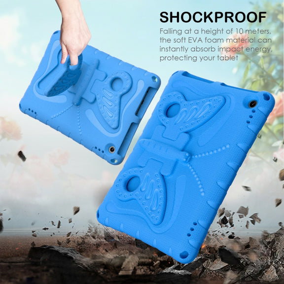For Amazon Kindle Fire HD10 2021/2023 Butterfly Bracket EVA Shockproof Tablet Case(Blue)