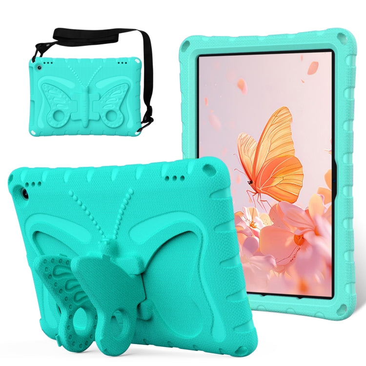 For Amazon Kindle Fire HD10 2021/2023 Butterfly Bracket EVA Shockproof Tablet Case(Mint Green)