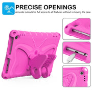 For Amazon Kindle Fire HD10 2021/2023 Butterfly Bracket EVA Shockproof Tablet Case(Rose Red)