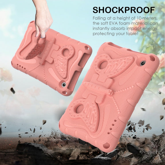 For Amazon Kindle Fire HD7 2022 Butterfly Bracket EVA Shockproof Tablet Case(Pink Orange)