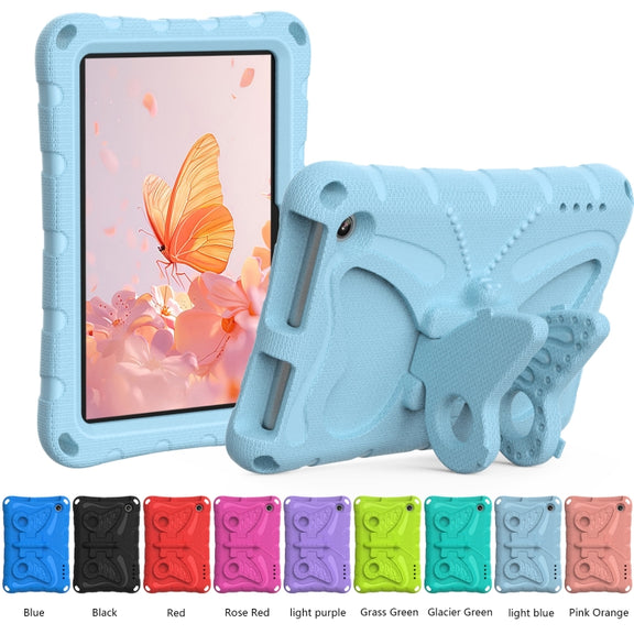 For Amazon Kindle Fire HD7 2022 Butterfly Bracket EVA Shockproof Tablet Case(Light Blue)