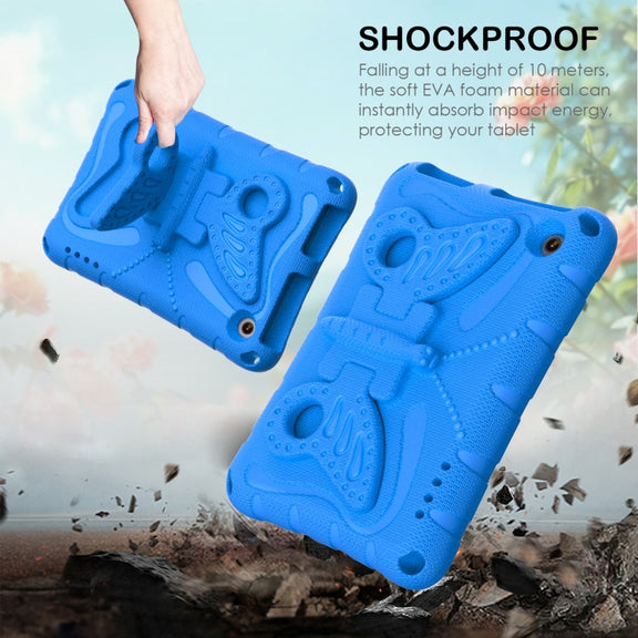 For Amazon Kindle Fire HD7 2022 Butterfly Bracket EVA Shockproof Tablet Case(Blue)