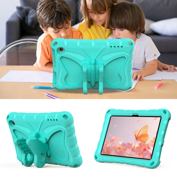 For Amazon Kindle Fire HD7 2022 Butterfly Bracket EVA Shockproof Tablet Case(Mint Green)
