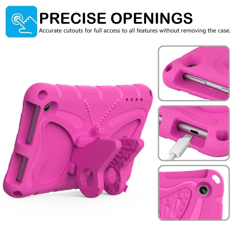 For Amazon Kindle Fire HD7 2022 Butterfly Bracket EVA Shockproof Tablet Case(Rose Red)