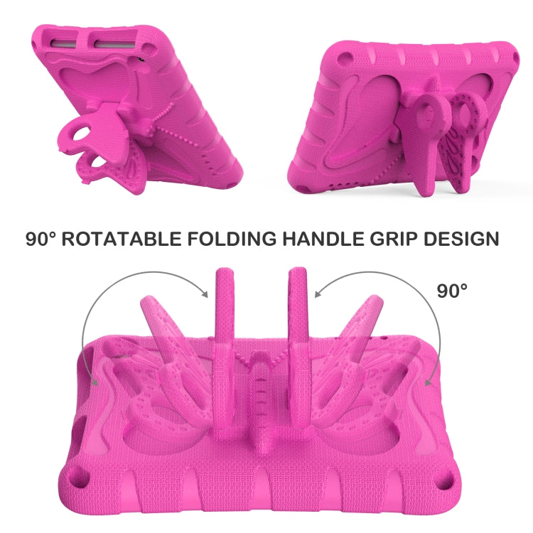 For Amazon Kindle Fire HD7 2022 Butterfly Bracket EVA Shockproof Tablet Case(Rose Red)