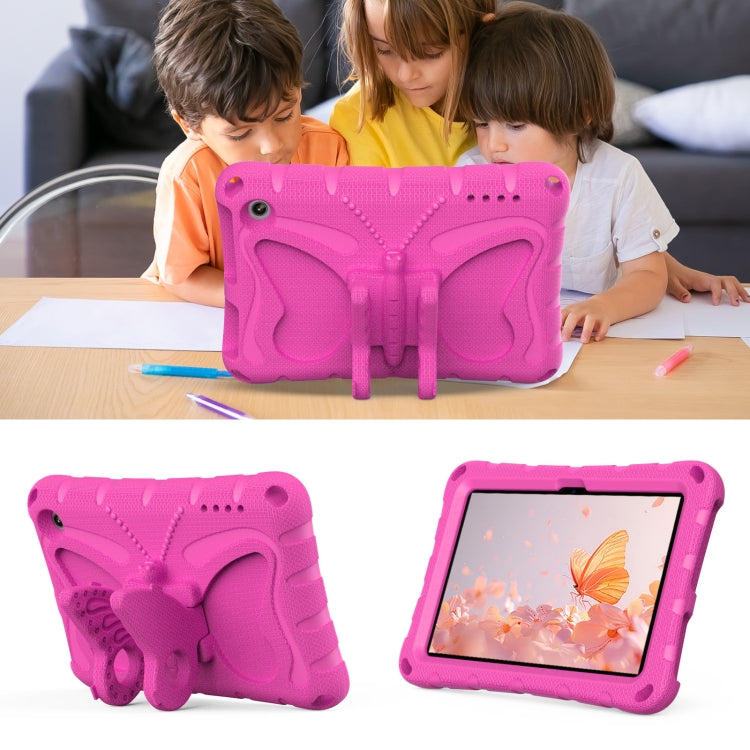 For Amazon Kindle Fire HD7 2022 Butterfly Bracket EVA Shockproof Tablet Case(Rose Red)