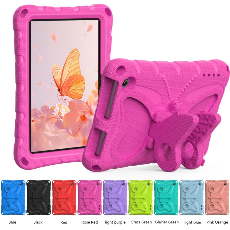 For Amazon Kindle Fire HD7 2022 Butterfly Bracket EVA Shockproof Tablet Case(Rose Red)