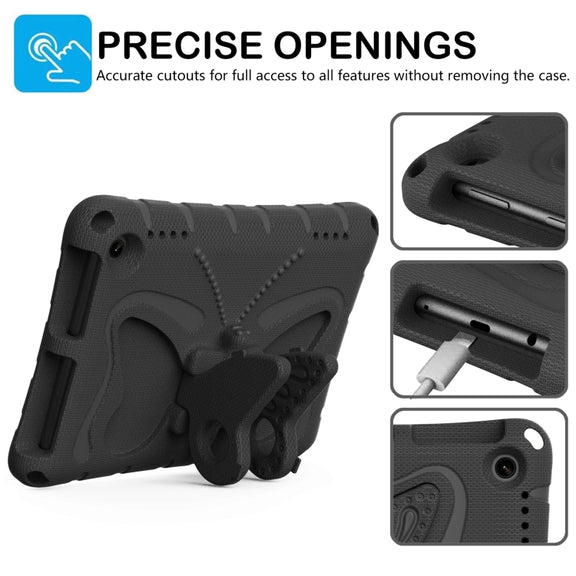 For Amazon Kindle Fire HD8 /8 Plus 2020/2022 Butterfly Bracket EVA Shockproof Tablet Case(Black)