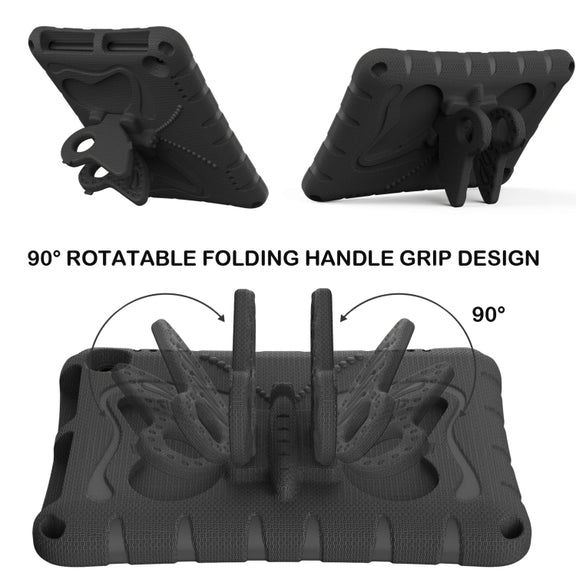 For Amazon Kindle Fire HD8 /8 Plus 2020/2022 Butterfly Bracket EVA Shockproof Tablet Case(Black)