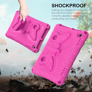 For Amazon Kindle Fire HD8 /8 Plus 2020/2022 Butterfly Bracket EVA Shockproof Tablet Case(Rose Red)