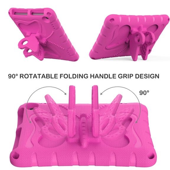 For Amazon Kindle Fire HD8 /8 Plus 2020/2022 Butterfly Bracket EVA Shockproof Tablet Case(Rose Red)